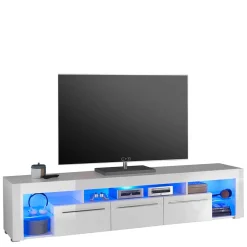 Wohnen Tv & Hifi-Möbel|Lowboards<Weißes Hochglanz Board für TV mit LED Licht - Verella