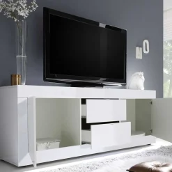 Wohnen Tv & Hifi-Möbel<Weißes Hochglanz Lowboard für TV - Sogno
