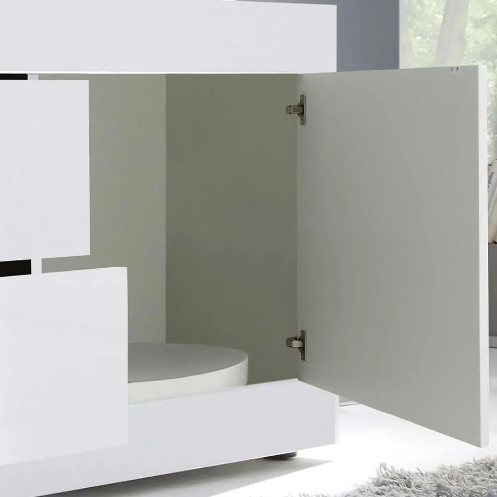 Wohnen Tv & Hifi-Möbel<Weißes Hochglanz Lowboard für TV - Sogno