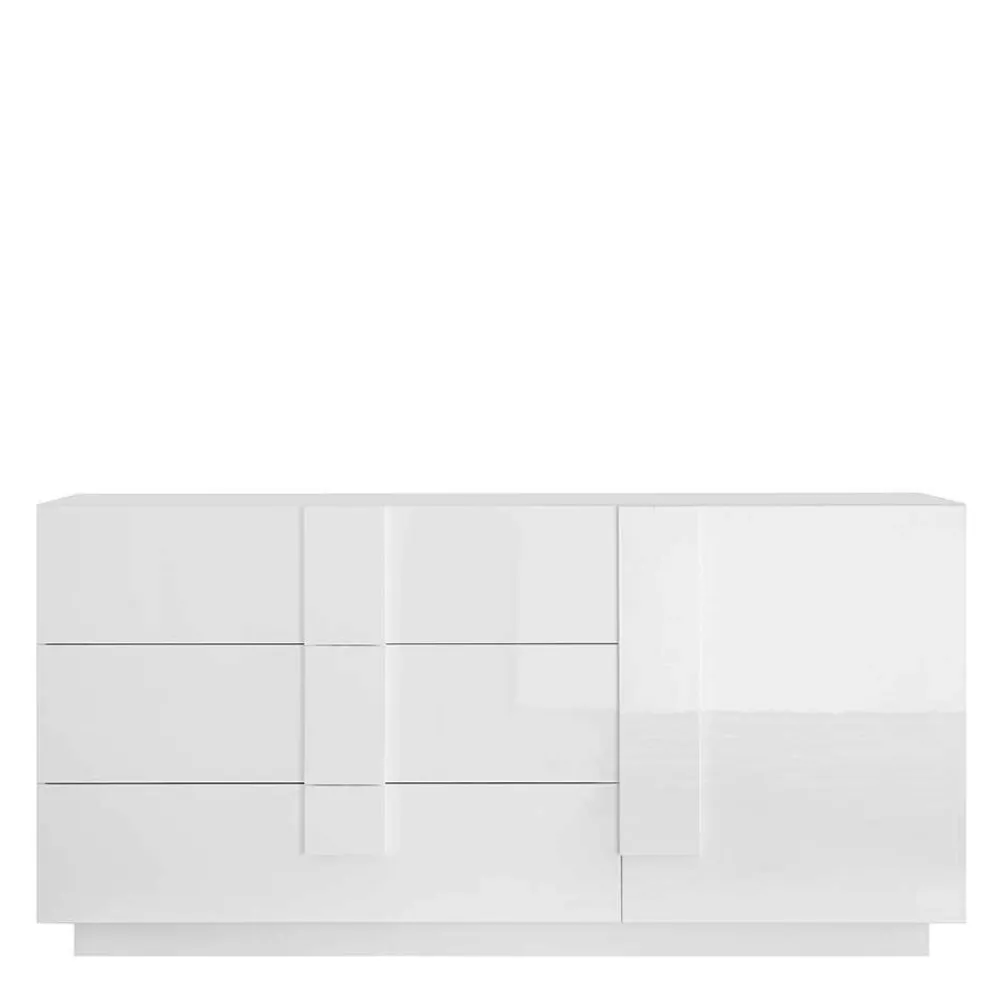 Wohnen Sideboards<Weißes Hochglanz Sideboard mit Tür - Kerym