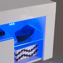 Wohnen Tv & Hifi-Möbel|Lowboards<Weißes Hochglanz TV Board beleuchtet - Cessma