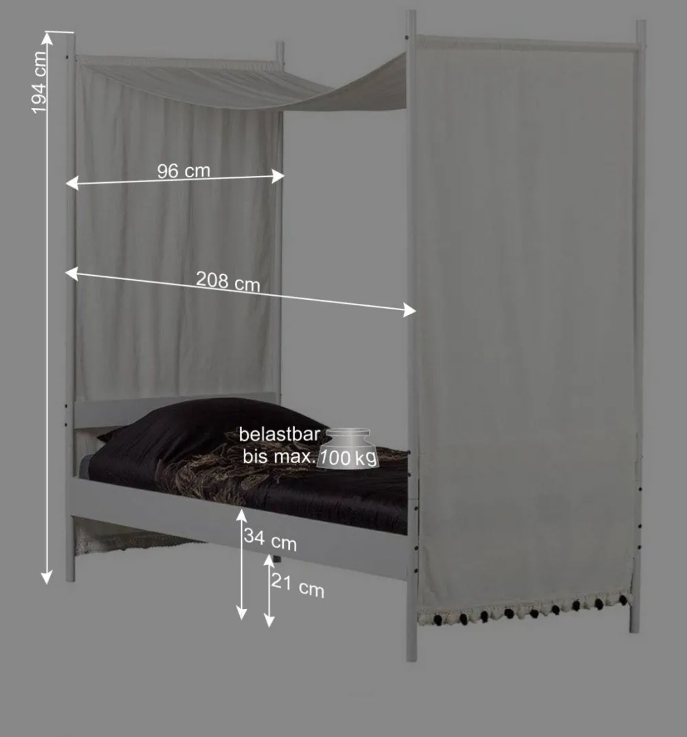 Wohnen Betten<Weißes Metallbett mit Baldachin - Jenva