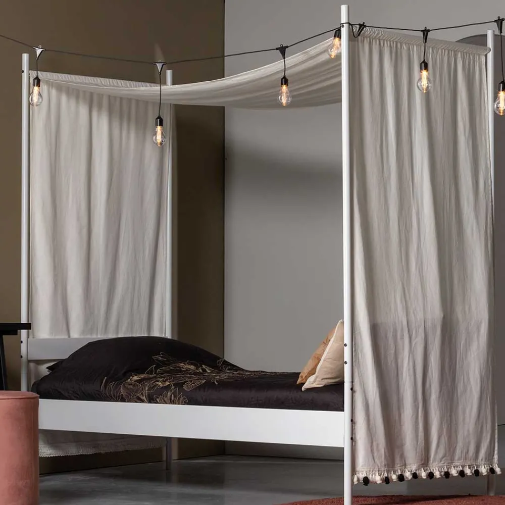 Wohnen Betten<Weißes Metallbett mit Baldachin - Jenva