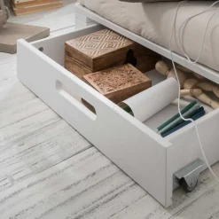 Wohnen Betten<Weißes Palettenbett aus Kiefer Massivholz - Idena