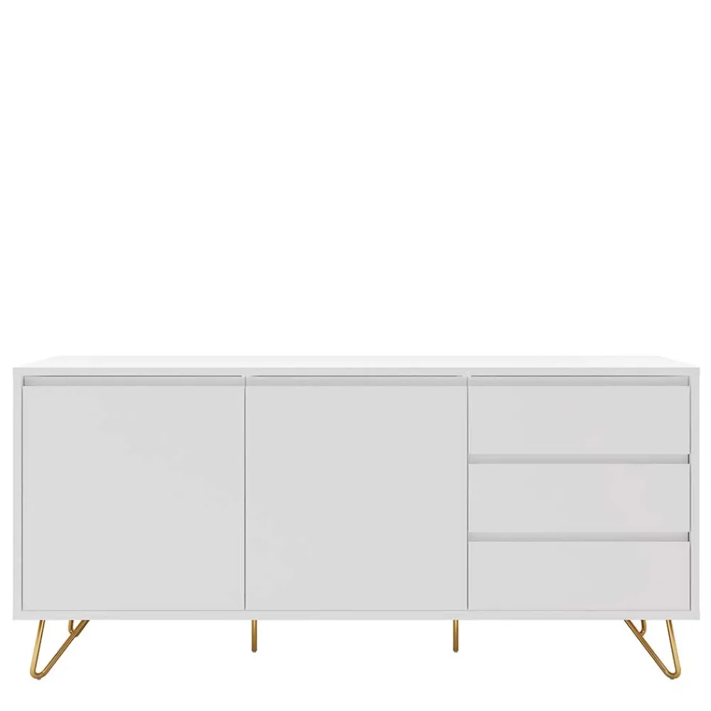 Wohnen Sideboards<Weißes Sideboard 150cm mit Haarnadel Beinen - Donny