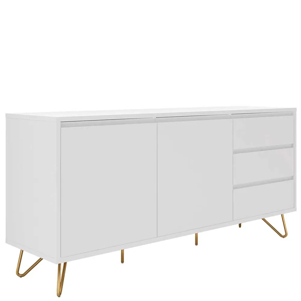 Wohnen Sideboards<Weißes Sideboard 150cm mit Haarnadel Beinen - Donny