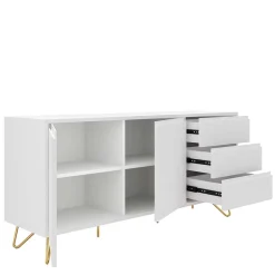 Wohnen Sideboards<Weißes Sideboard 150cm mit Haarnadel Beinen - Donny