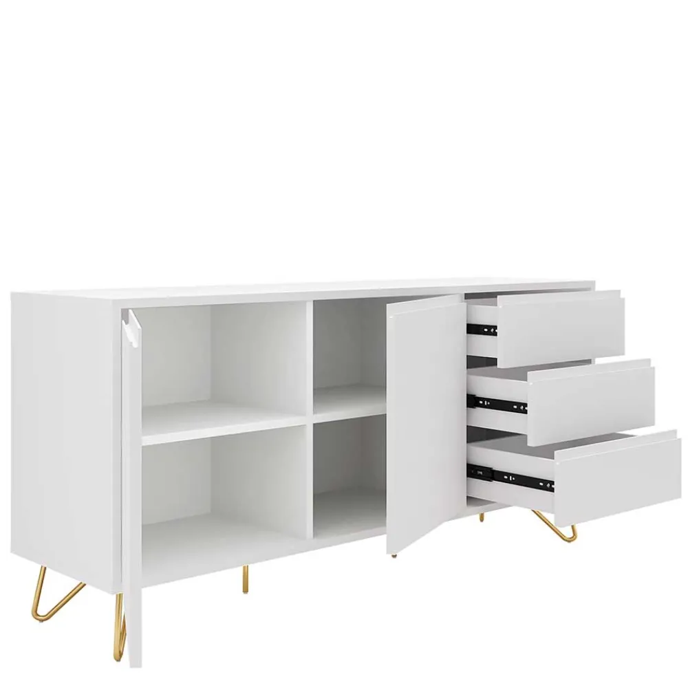 Wohnen Sideboards<Weißes Sideboard 150cm mit Haarnadel Beinen - Donny