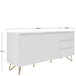 Wohnen Sideboards<Weißes Sideboard 150cm mit Haarnadel Beinen - Donny
