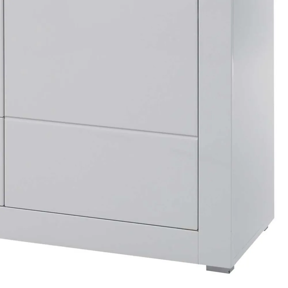 Wohnen Sideboards<Weißes Sideboard mit Hochglanz Front Yulis & Chrom Metallgriffen