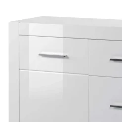 Wohnen Sideboards<Weißes Sideboard mit Hochglanz Front Yulis & Chrom Metallgriffen