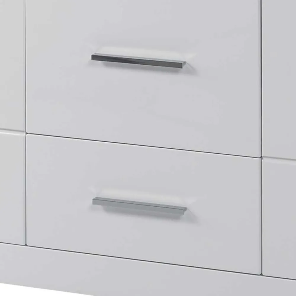 Wohnen Sideboards<Weißes Sideboard mit Hochglanz Front Yulis & Chrom Metallgriffen
