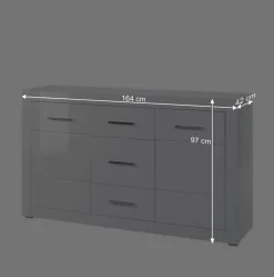 Wohnen Sideboards<Weißes Sideboard mit Hochglanz Front Yulis & Chrom Metallgriffen