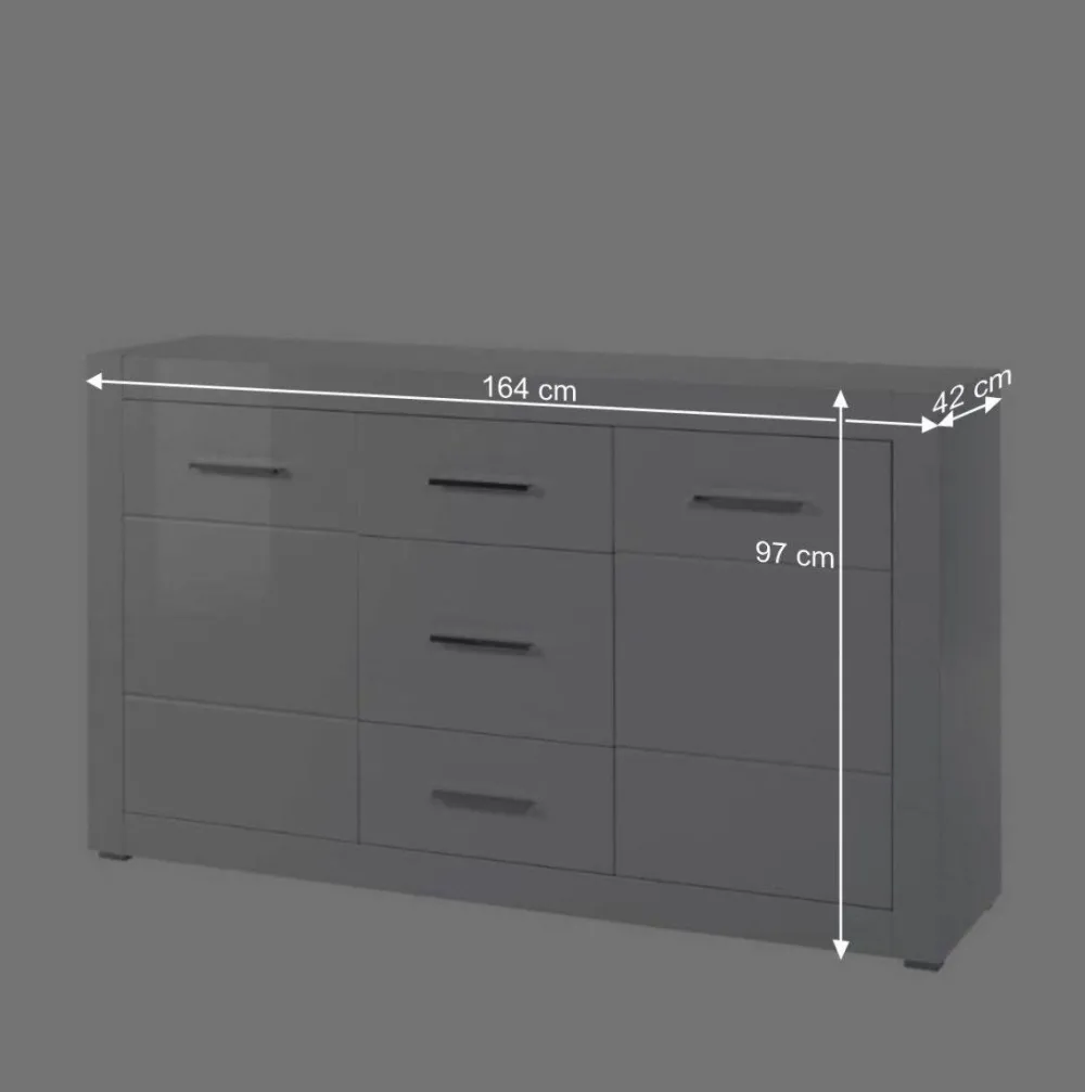 Wohnen Sideboards<Weißes Sideboard mit Hochglanz Front Yulis & Chrom Metallgriffen