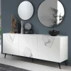 Wohnen Sideboards<Weißes Sideboard mit Marmor Einsätzen Grau - Eleonora