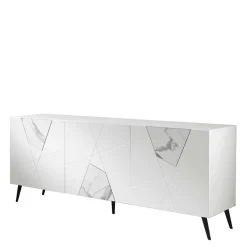 Wohnen Sideboards<Weißes Sideboard mit Marmor Einsätzen Grau - Eleonora