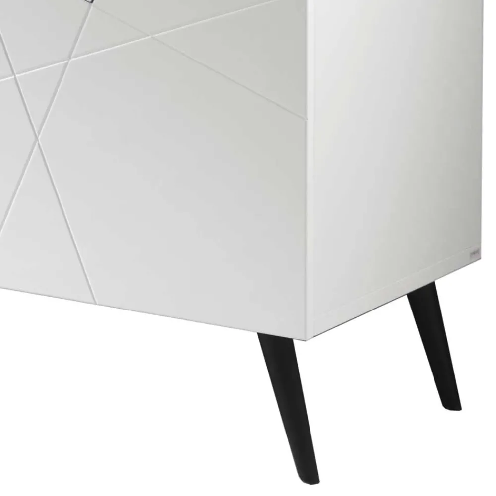 Wohnen Sideboards<Weißes Sideboard mit Marmor Einsätzen Grau - Eleonora