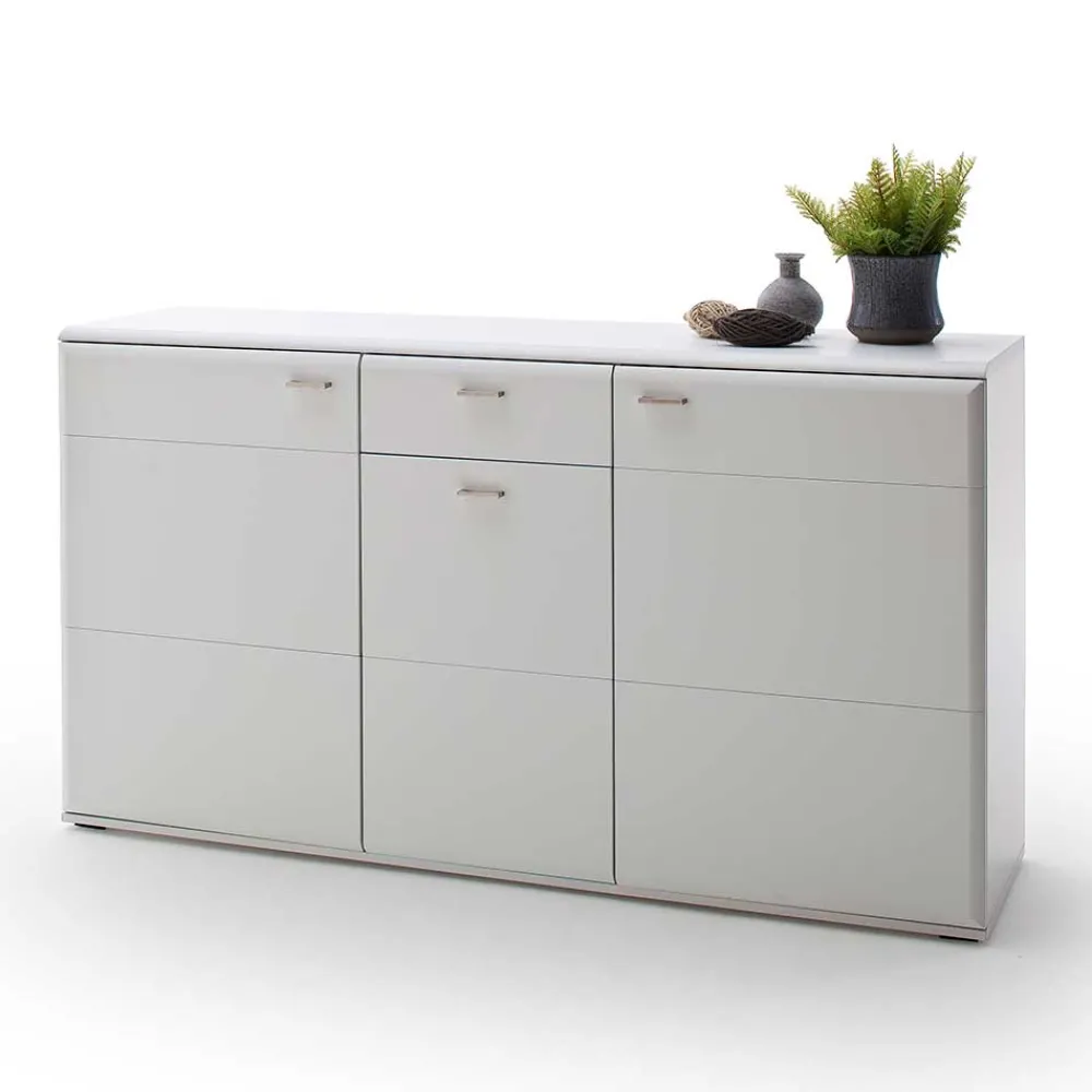 Wohnen Sideboards<Weißes Sideboard mit Sockelgestell - Hazime