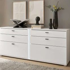 Wohnen Sideboards<Weißes Sideboard mit vier Schubladen und zwei Klappen - Tirol