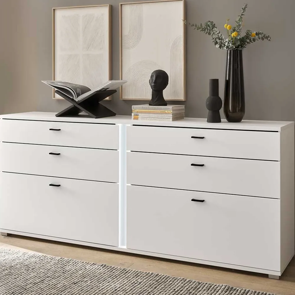 Wohnen Sideboards<Weißes Sideboard mit vier Schubladen und zwei Klappen - Tirol
