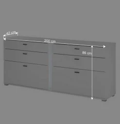 Wohnen Sideboards<Weißes Sideboard mit vier Schubladen und zwei Klappen - Tirol