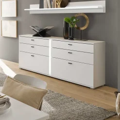 Wohnen Sideboards<Weißes Sideboard mit vier Schubladen und zwei Klappen - Tirol