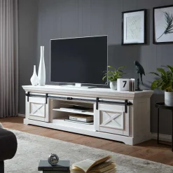 Wohnen Tv & Hifi-Möbel|Lowboards<Weißes TV Board im Modern Country Style - Kuito