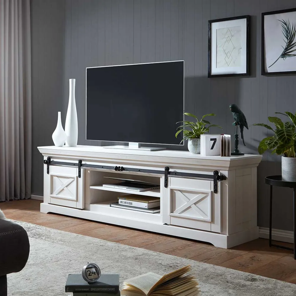Wohnen Tv & Hifi-Möbel|Lowboards<Weißes TV Board im Modern Country Style - Kuito