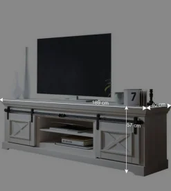 Wohnen Tv & Hifi-Möbel|Lowboards<Weißes TV Board im Modern Country Style - Kuito