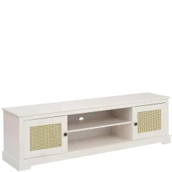 Wohnen Tv & Hifi-Möbel|Lowboards<Weißes TV Board 2-türig mit Geflecht - Isvair