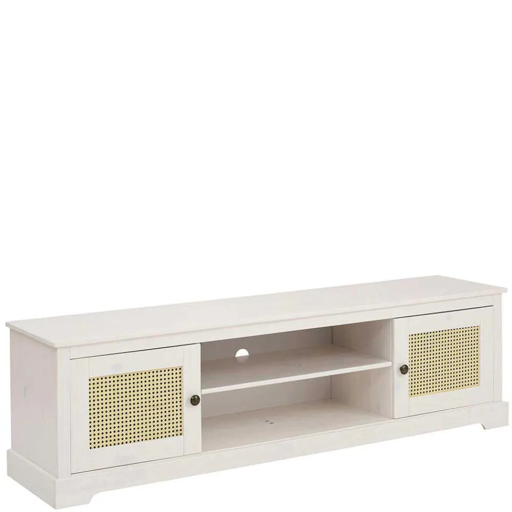 Wohnen Tv & Hifi-Möbel|Lowboards<Weißes TV Board 2-türig mit Geflecht - Isvair