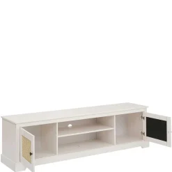 Wohnen Tv & Hifi-Möbel|Lowboards<Weißes TV Board 2-türig mit Geflecht - Isvair
