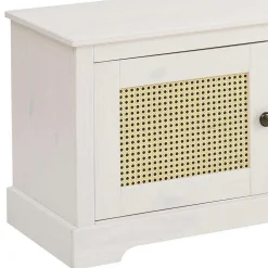 Wohnen Tv & Hifi-Möbel|Lowboards<Weißes TV Board 2-türig mit Geflecht - Isvair