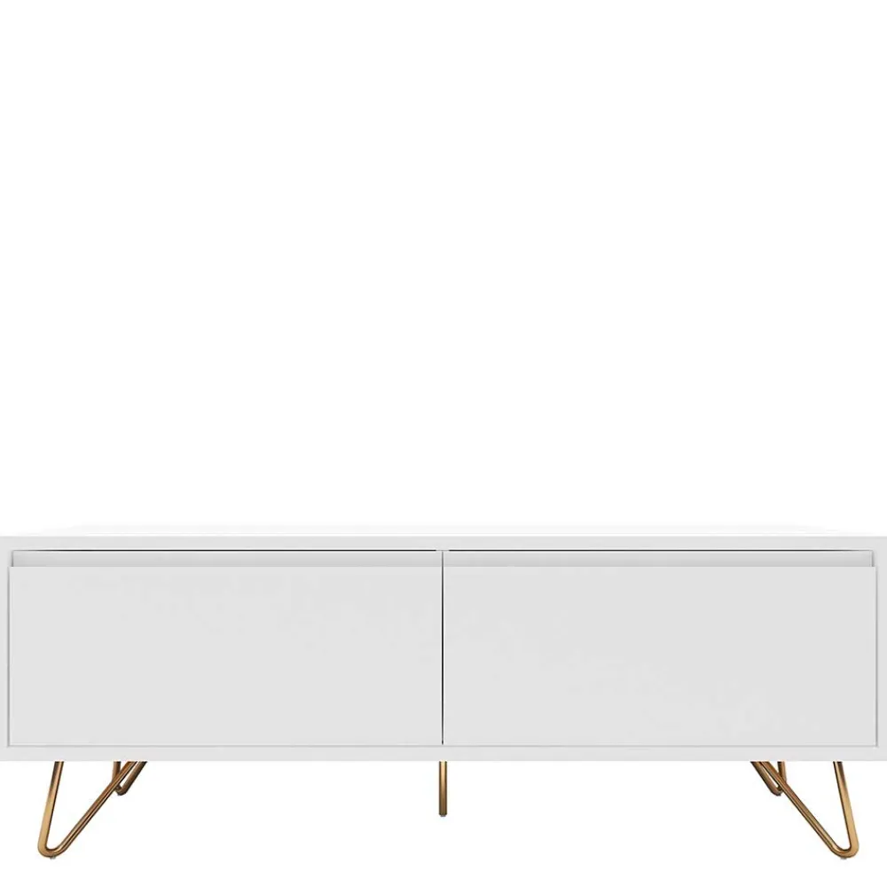 Wohnen Tv & Hifi-Möbel|Lowboards<Weißes TV Lowboard mit Klappe & Schublade - Marmore