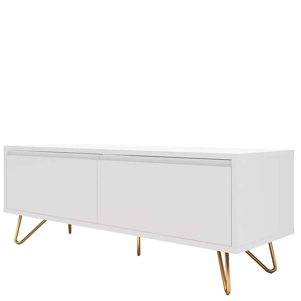 Wohnen Tv & Hifi-Möbel|Lowboards<Weißes TV Lowboard mit Klappe & Schublade - Marmore