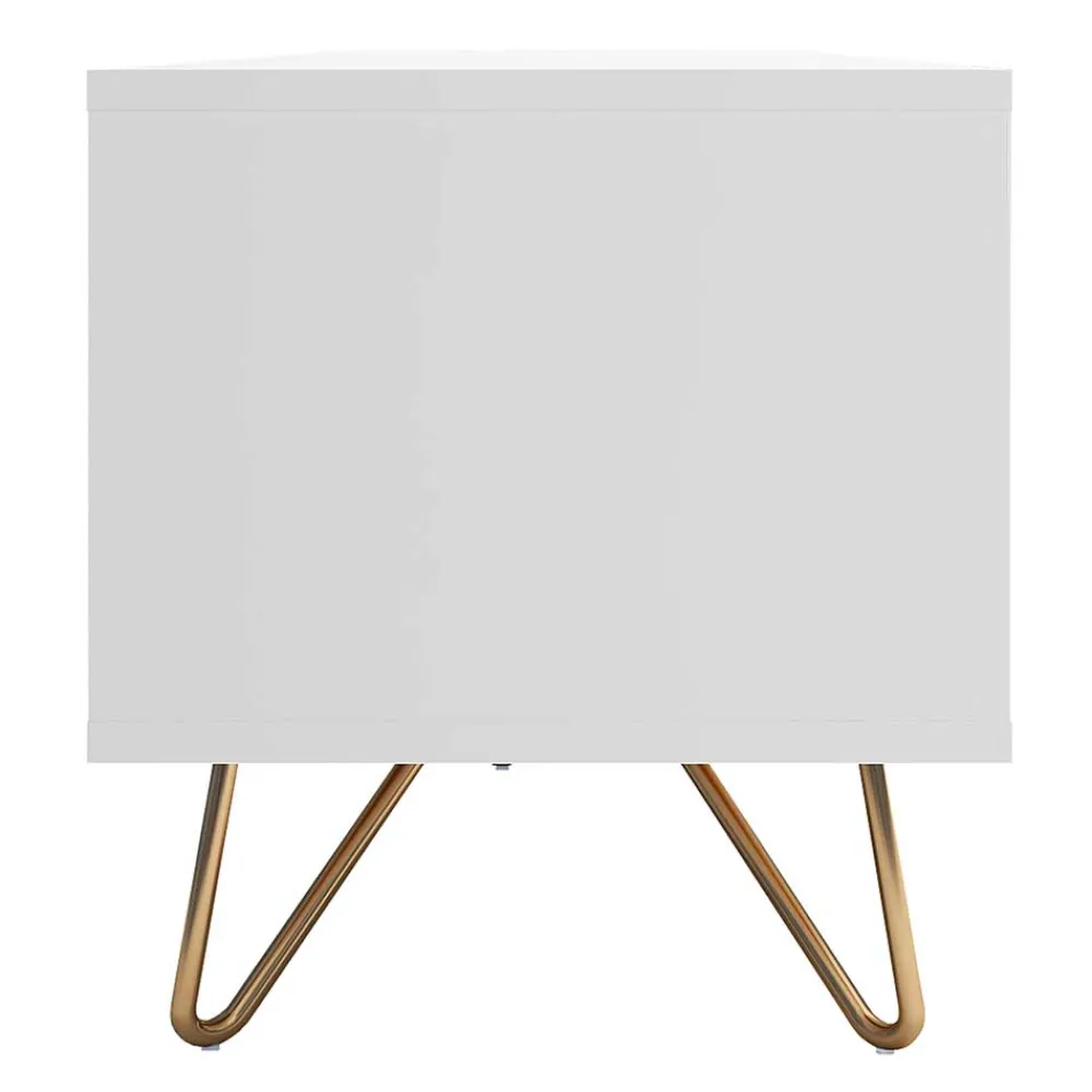 Wohnen Tv & Hifi-Möbel|Lowboards<Weißes TV Lowboard mit Klappe & Schublade - Marmore