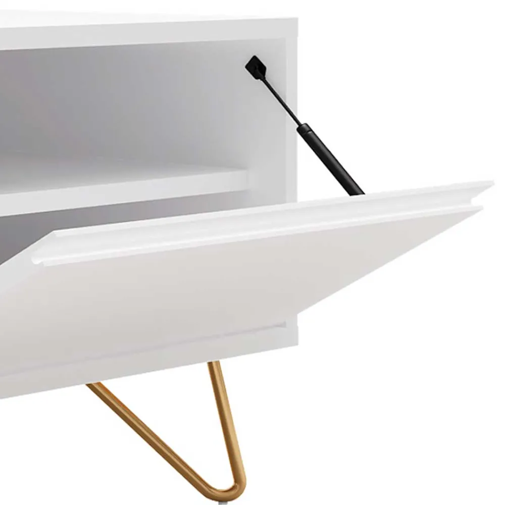 Wohnen Tv & Hifi-Möbel|Lowboards<Weißes TV Lowboard mit Klappe & Schublade - Marmore