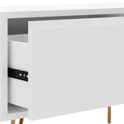 Wohnen Tv & Hifi-Möbel|Lowboards<Weißes TV Lowboard mit Klappe & Schublade - Marmore