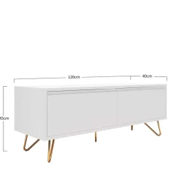 Wohnen Tv & Hifi-Möbel|Lowboards<Weißes TV Lowboard mit Klappe & Schublade - Marmore