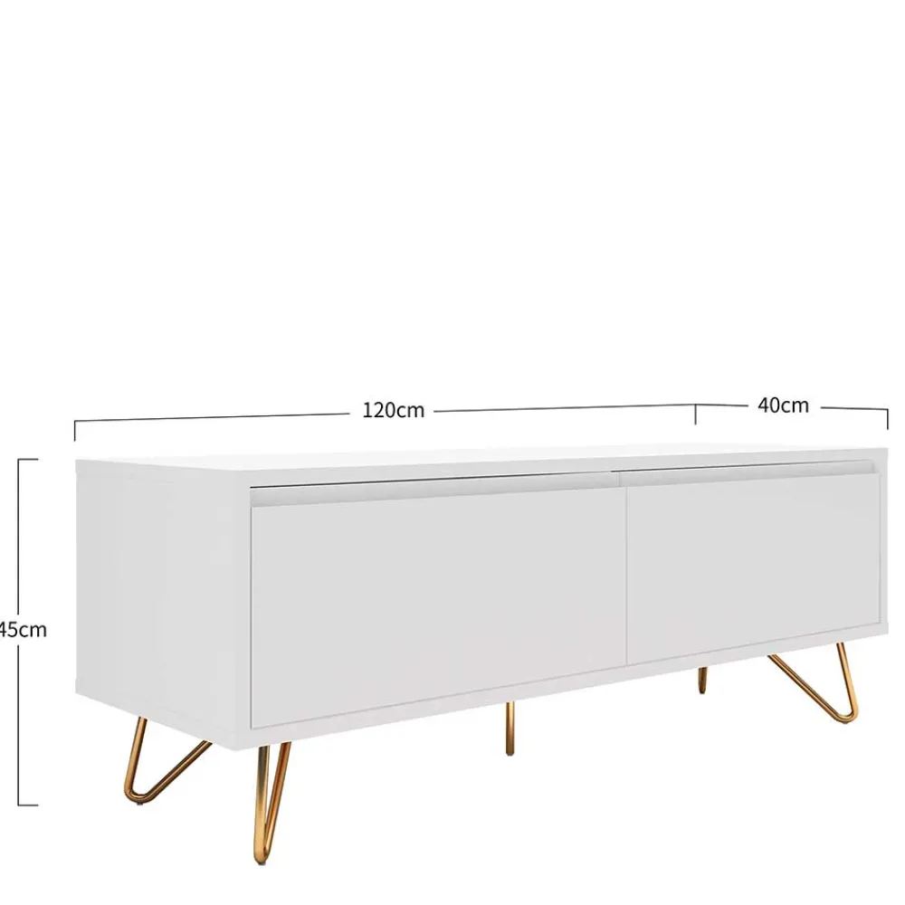 Wohnen Tv & Hifi-Möbel|Lowboards<Weißes TV Lowboard mit Klappe & Schublade - Marmore