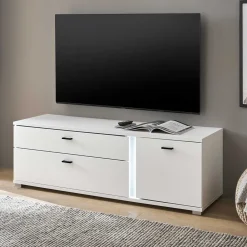 Wohnen Tv & Hifi-Möbel|Lowboards<Weißes TV-Board mit LED Beleuchtung - Tirol