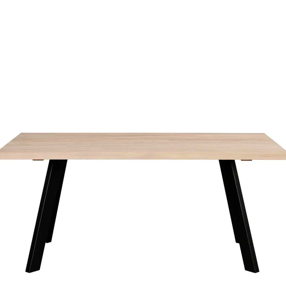 Wohnen Sitzgruppe<White Wash Eiche Tisch mit 4 Stühlen - Pulva (fünfteilig)