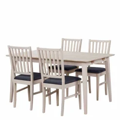 Wohnen Sitzgruppe<White Wash Esstischgruppe aus Eiche - Pessoa (fünfteilig)