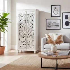 Wohnen Vitrinen<White Wash Schrank - dekoratives Design - Snake