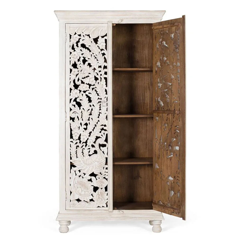 Wohnen Vitrinen<White Wash Schrank - dekoratives Design - Snake