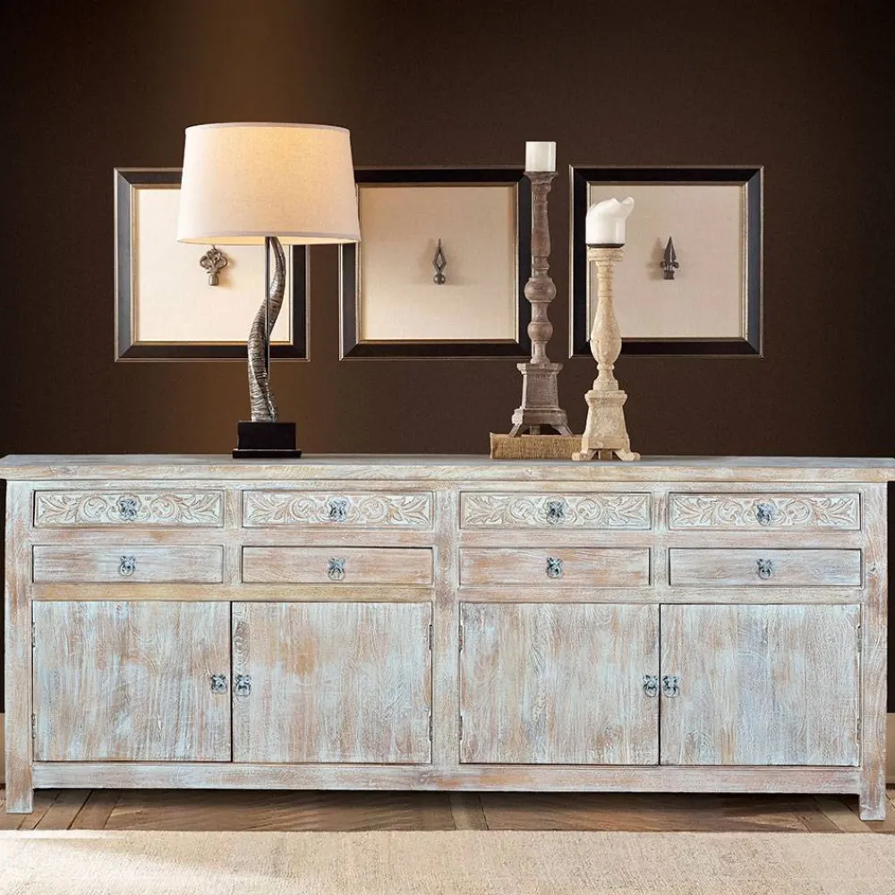 Wohnen Sideboards<White Wash Sideboard - Shabby Chic - Catlony