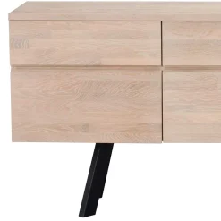 Wohnen Sideboards<White Wash Sideboard aus Eiche massiv Pulva mit Stahl Schwarz