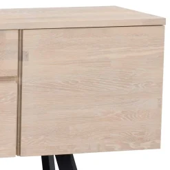Wohnen Sideboards<White Wash Sideboard aus Eiche massiv Pulva mit Stahl Schwarz