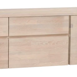 Wohnen Sideboards<White Wash Sideboard aus Eiche massiv Pulva mit Stahl Schwarz