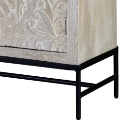 Wohnen Sideboards<White Wash Sideboard mit Mandala Schnitzerei - Bonany